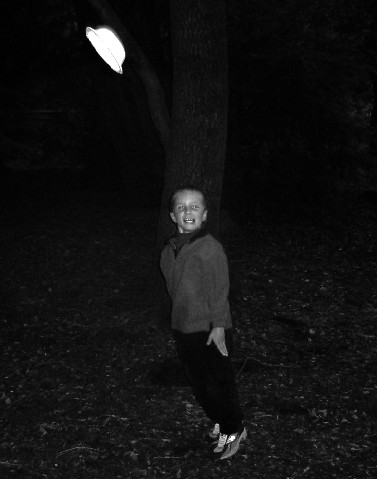 Aaron, throwing his chili-bowl frisbee