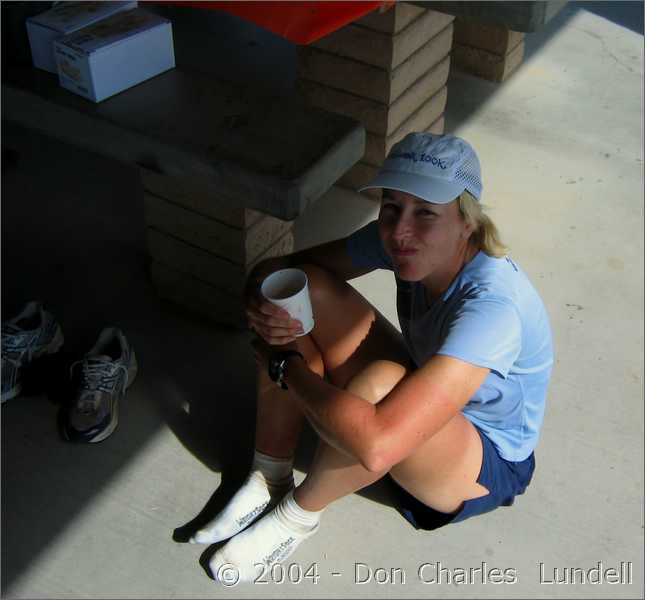 Gillian relaxing after a lovely 100 miler