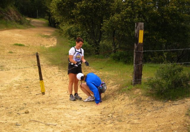 Sarah helps Gillian clear the barbed wire