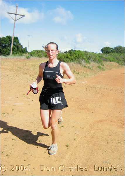 Mary Fagan (who'll go on to win the 50K... overall)